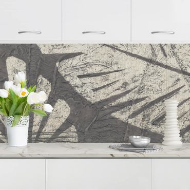 Kitchen wall cladding - Palm Leaves Dark Grey Backdrop
