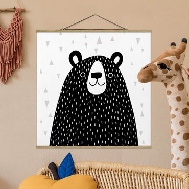 Fabric print with poster hangers - Zoo With Patterns - Bear
