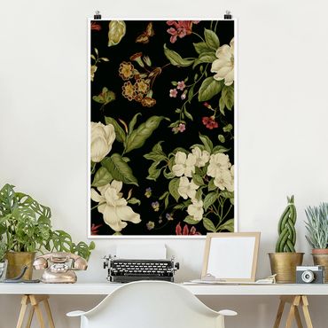 Poster flowers - Garden Flowers On Black I