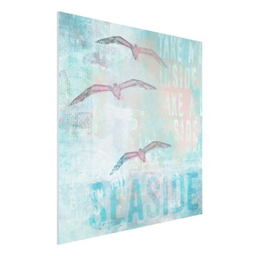 Print on forex - Shabby Chic Collage - Seagulls