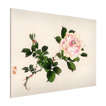 Magnetic memo board - Asian Vintage Drawing Pink Rose