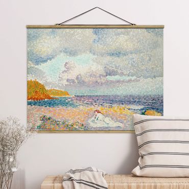 Fabric print with poster hangers - Henri Edmond Cross - Before The Storm (The Bather)