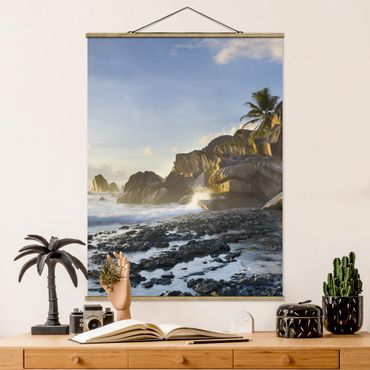 Fabric print with poster hangers - Sunset On The Island Paradise