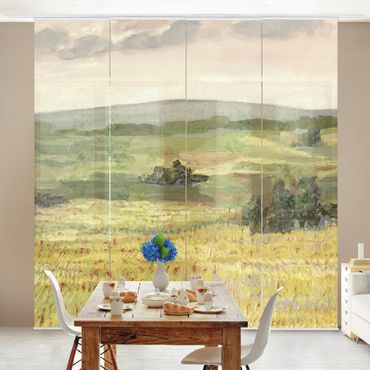 Sliding panel curtains set - Meadow In The Morning I