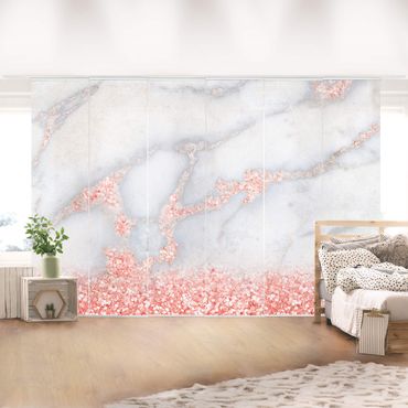 Sliding panel curtain - Marble Look With Pink Confetti