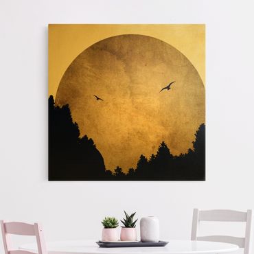 Canvas print gold - Gold Moon In The Forest
