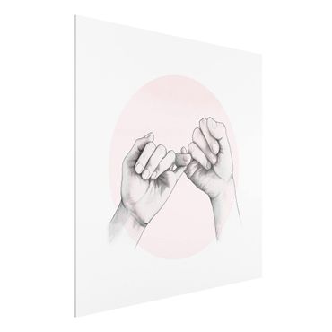 Print on forex - Illustration Hands Friendship Circle Pink White