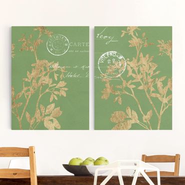 Print on canvas - Golden Leaves On Lind Set I
