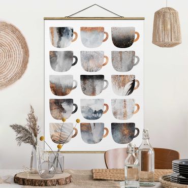 Fabric print with poster hangers - Grey Coffee Mugs With Gold