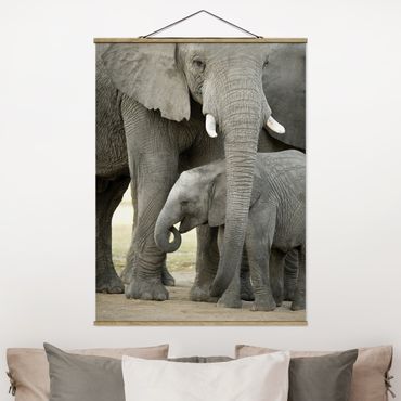 Fabric print with poster hangers - Elephant Love