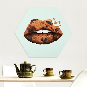 Alu-Dibond hexagon - Lips With Biscuit