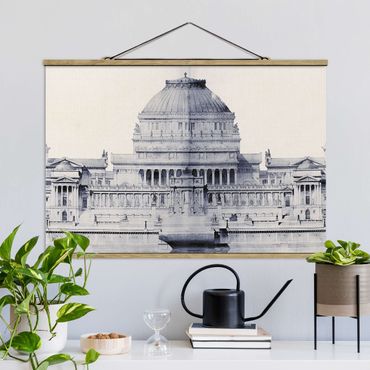 Fabric print with poster hangers - Les Grand Prix De Rome In Blue I