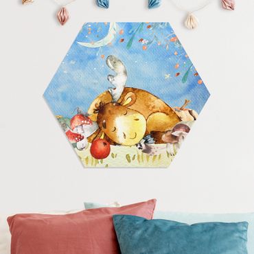 Hexagon Picture Forex - Watercolor Deer In Autumn