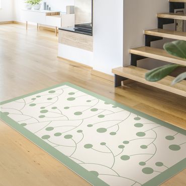 Vinyl Floor Mat - Natural Pattern Growth With Dots And Frame - Portrait Format 1:2