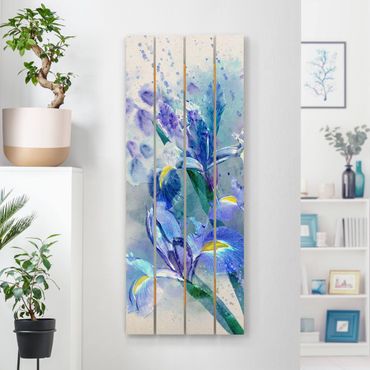 Print on wood - Watercolour Flowers Iris