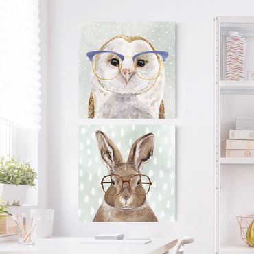 Print on canvas - Bespectacled Animals Set I
