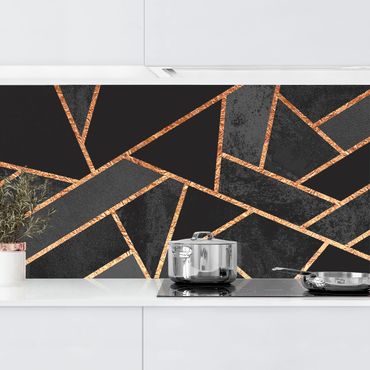 Kitchen wall cladding - Black Triangles Gold