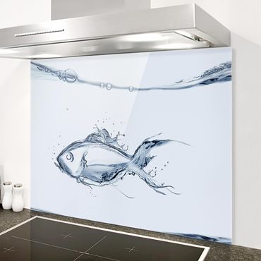 Glass Splashback - Liquid Silver Fish - Landscape 3:4