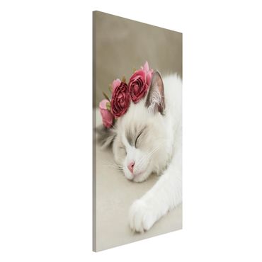Magnetic memo board - Sleeping Cat with Roses