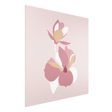 Print on forex - Line Art Flowers Pastel Pink