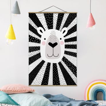 Fabric print with poster hangers - Zoo With Patterns - Lion