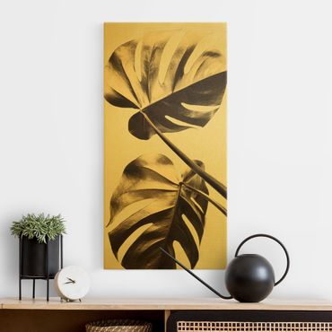 Canvas print gold - Golden Monstera Leaves