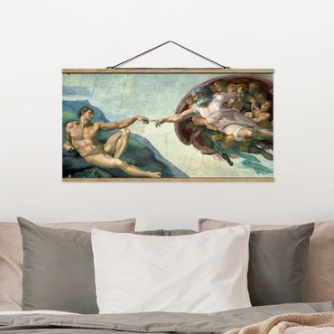 Fabric print with poster hangers - Michelangelo - The Sistine Chapel: The Creation Of Adam
