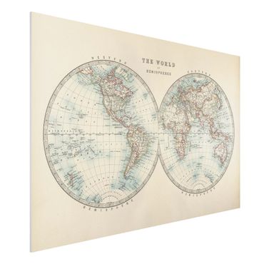 Print on forex - Vintage World Map The Two Hemispheres