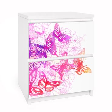 Adhesive film for furniture IKEA - Malm chest of 2x drawers - Butterfly Dream