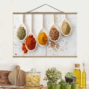 Fabric print with poster hangers - Wooden Spoon With Spices