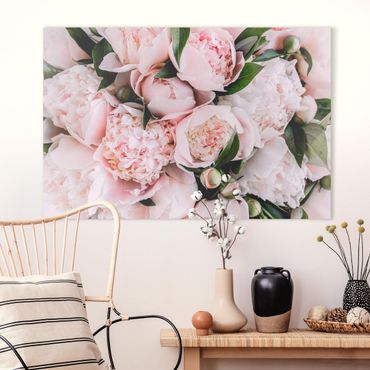Canvas print - Pink Peonies With Leaves