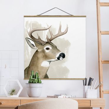 Fabric print with poster hangers - Forest Friends - Hirsch