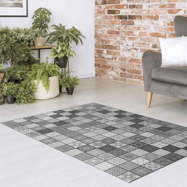 Vinyl Floor Mat - Grey Mediterranian Tiles With Dark Joints - Landscape Format 3:2
