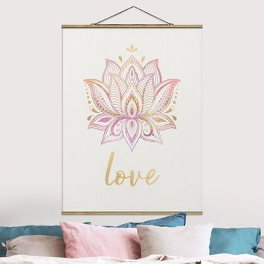 Fabric print with poster hangers - Lotus Illustration Love Gold Light Pink