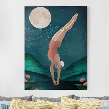 Canvas print - Illustration Bather Woman Moon Painting