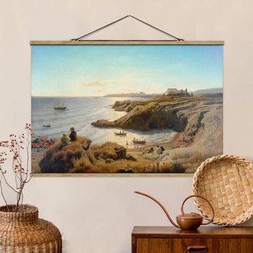 Fabric print with poster hangers - Andreas Achenbach - Coast in Syracuse