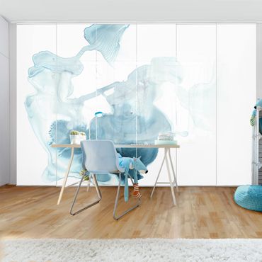 Sliding panel curtains set - Aquamarine Mist I