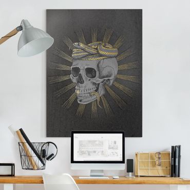 Canvas print - Illustration Skull And Snake Black Gold