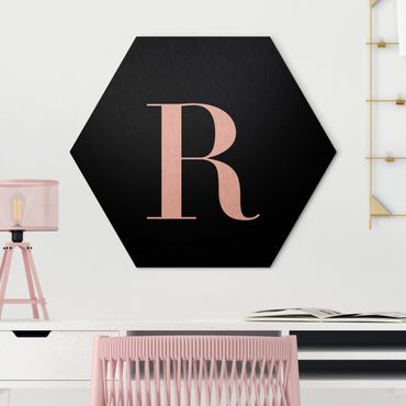 Alu-Dibond hexagon - Letter Serif Black R
