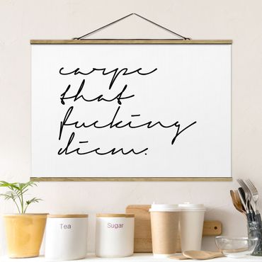 Fabric print with poster hangers - Carpe Diem Calligraphy