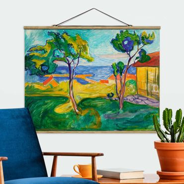 Fabric print with poster hangers - Edvard Munch - The Garden In Åsgårdstrand
