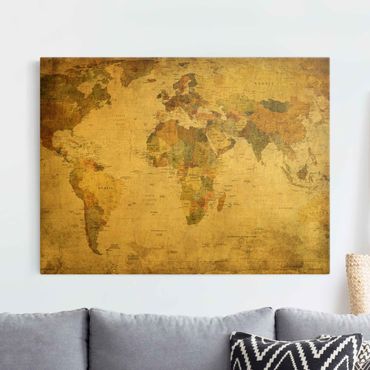 Canvas print gold - World Map