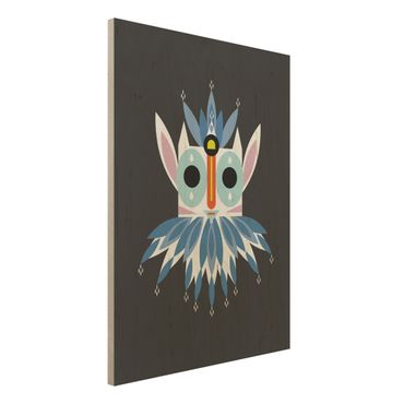 Print on wood - Collage Ethno Mask - Gnome