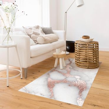 Vinyl Floor Mat - Marble Look With Glitter - Landscape Format 2:1