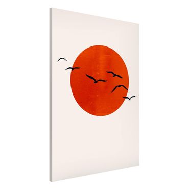 Magnetic memo board - Flock Of Birds In Front Of Red Sun I