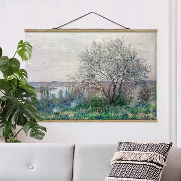 Fabric print with poster hangers - Claude Monet - Spring in Vétheuil
