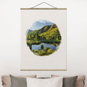 Fabric print with poster hangers - WaterColours - View From Deerbichl The Defereggental