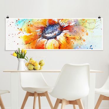 Panoramic poster flowers - Painted Sunflower