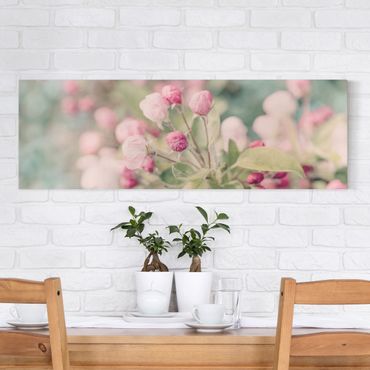 Print on canvas - Apple Blossom Bokeh Light Pink