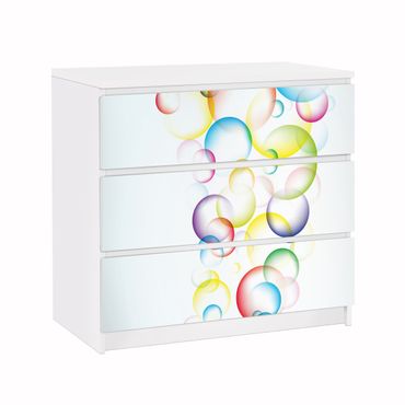 Adhesive film for furniture IKEA - Malm chest of 3x drawers - Rainbow Bubbles